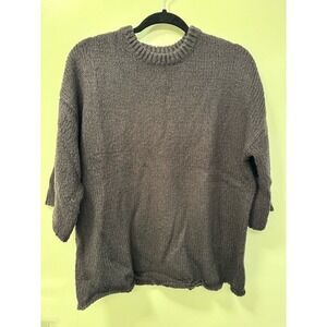 Philosophy Acrylic Wool Elbow Length Sleeve Navy Boxy Chunky Knit Sweater XS